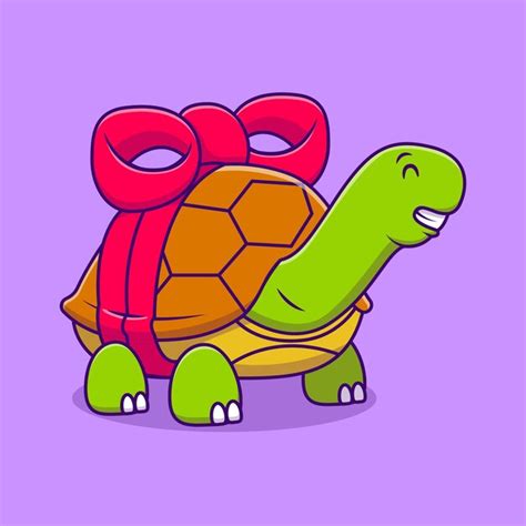 Tortue Mignonne Avec Un Ruban Ic Nes Vectorielles De Dessins Anim S