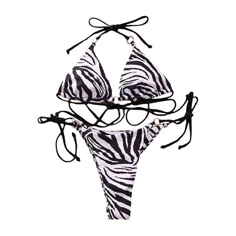 Gyujnb Women S Sexy Bikini Sets Triangle Bikini String Swimsuit Leopard