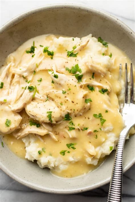 Easy 3 Ingredient Shredded Chicken And Gravy • Salt And Lavender