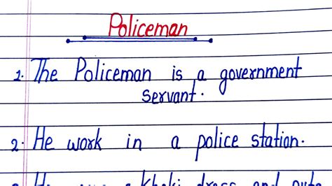 Essay On Policeman In English10 Lines On Police In Englishpoliceman