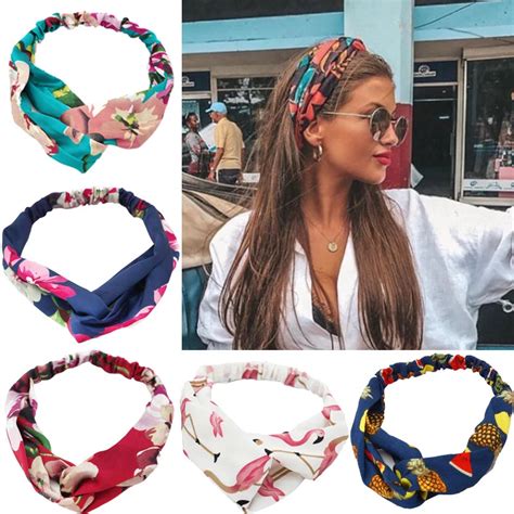 Frauen M Dchen Sommer B Hmischen Haar Bands Print Stirnb Nder Retro