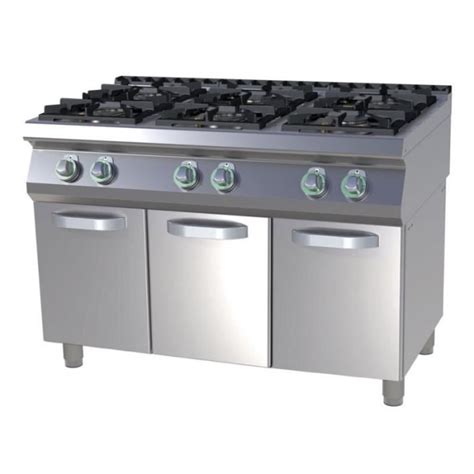 Fourneau Professionnel Meuble 6 Feux Vifs Gaz 39 KW Cdiscount