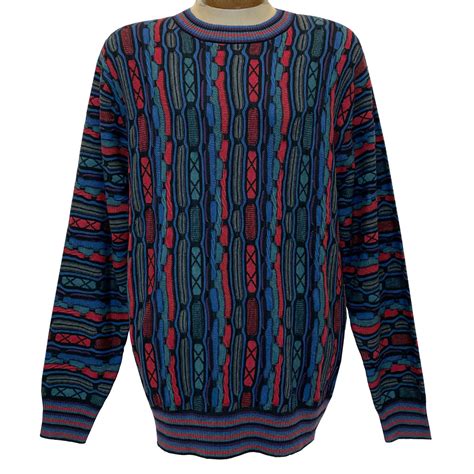 Mens Fx Fusion Vertical Multi Stitch Textured Novelty Crew Neck