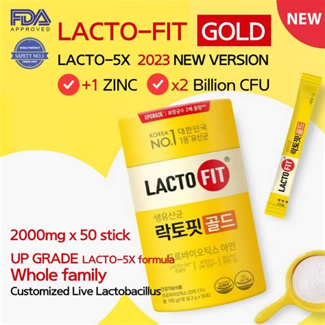 Lacto Fit Gold Probiotics Lacto 5x 2023 New Version Zinc X2 Billion Cfu 2000mg50 Pcs