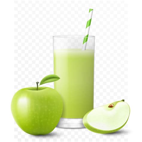 Premium Vector Apple Juice Or Smoothie In Glass With Straw Apple