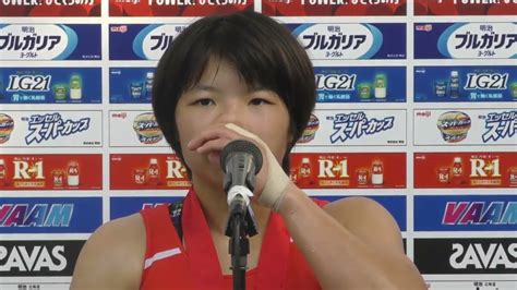 2022年明治杯全日本選抜インタビュー 57㎏級・櫻井つぐみ（育英大＝決勝の南條早映戦で終了間際に逆転勝ち） Youtube