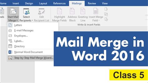 Mail Merge In Word 2016 Learn Mail Merge MS Word Mail Merge