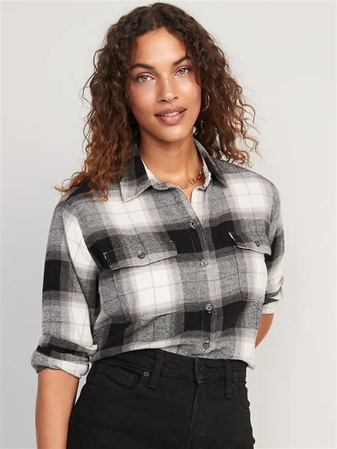 Oversized Plaid Flannel Boyfriend Tunic Shirt Old Navy