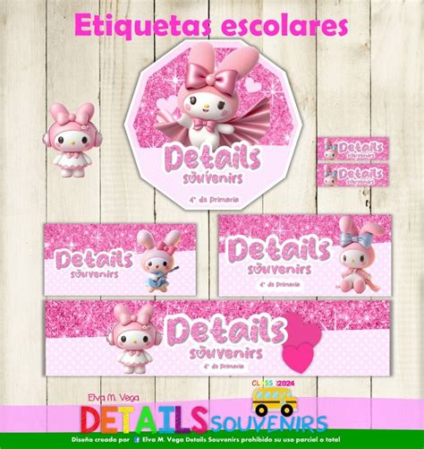 Etiquetas Escolares My Melody In 2024