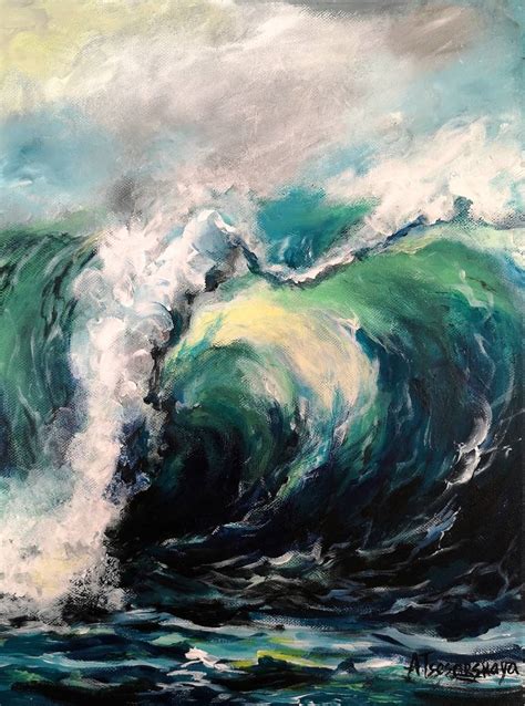 Wave - original acrylic painting, small painting as a gift, gift ...