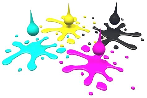 Premium Photo Cmyk Cyan Magenta Yellow And Black Paint Drops And Blots