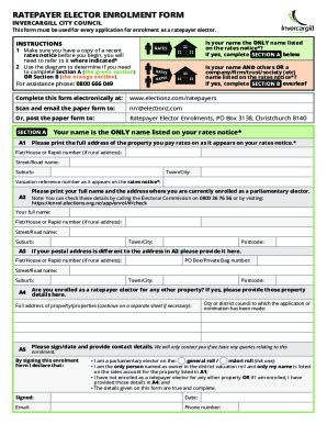 Fillable Online Icc Govt Ratepayer Elector Enrolment Form Fax Email