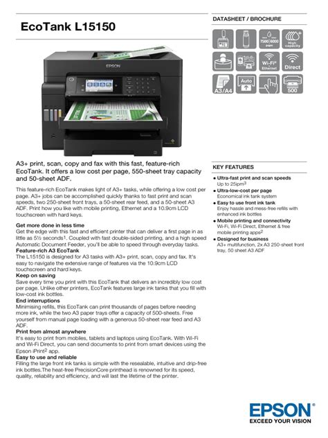 Epson l15150 Spesifikasi | PDF | Fax | Printer (Computing)