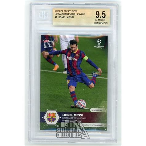 Lionel Messi 2020 21 Topps Now UEFA Champions League Card 1 BGS 9 5