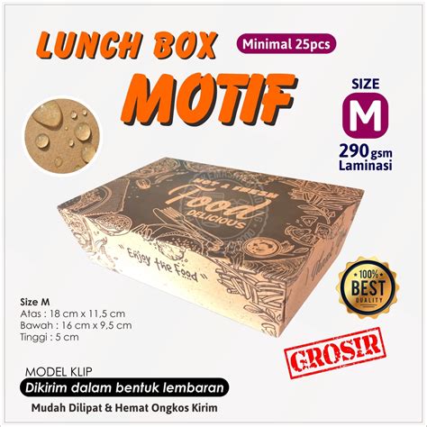 Jual Kotak Makan Kertas Paper Lunch Box Motif Makanan Kraft 290gsm