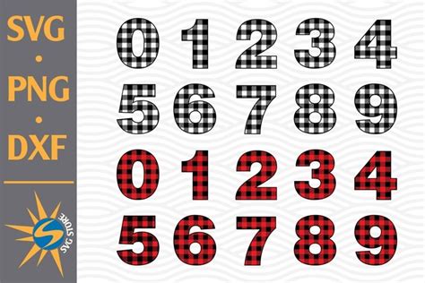 Plaid Numbers Svg Png Dxf Digital Files Include