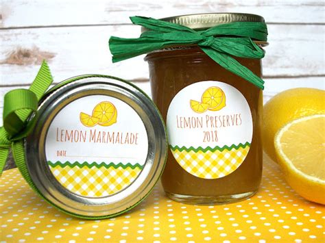 Colorful Adhesive Canning Jar Labels: Gingham Lemon & Lime Jelly, Preserves, Marmalade Canning ...