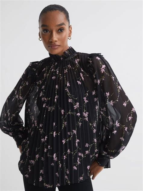 Florere Sheer Floral Ruffle Blouse Reiss Usa