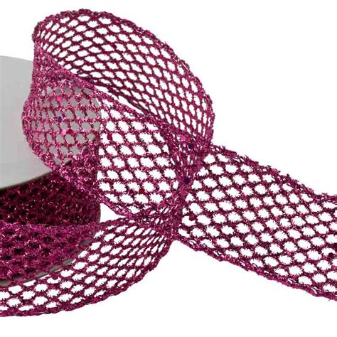 1 1 2 Metallic Fuchsia Wired Mesh Ribbon Valentine S Day Holiday