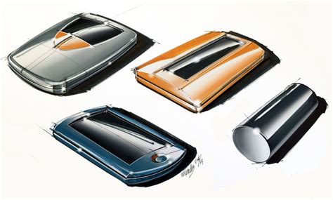 Four Different Colored Cars Are Shown In This Drawing