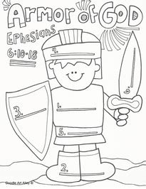 Armor of God Coloring Pages - Religious Doodles