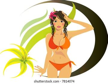 Coconut Bikini Girl Stock Vector Royalty Free 204207481 Shutterstock