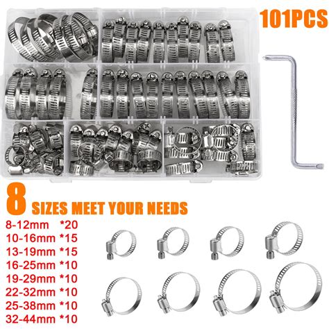 Htwon Adjustable Hose Clamps Worm Gear Stainless Steel Clamp Assortment