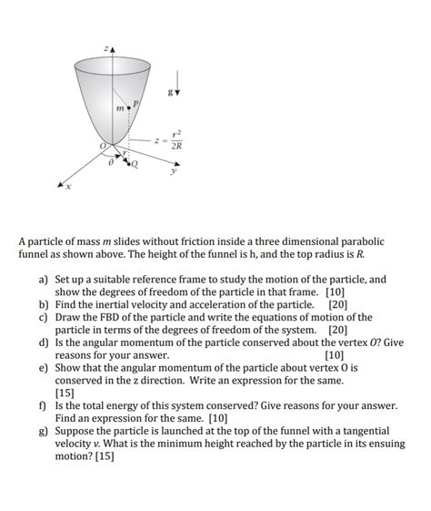 Solved т P A Particle Of Mass M Slides Without Friction