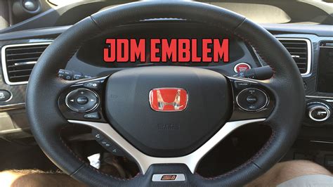 2015 Civic Si JDM Steering Wheel Emblem Install YouTube