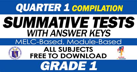 GRADE 1 SUMMATIVE TESTS Quarter 1 Compilation All Subjects DepedClick