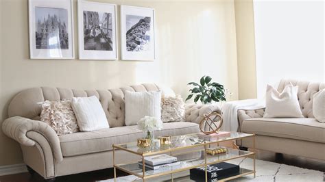 Living Room Tour - White, Beige, Gold Decor — H A N A N