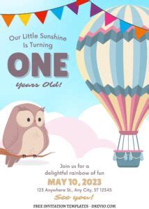 10 Magical Hot Air Balloon Canva Birthday Invitation Templates