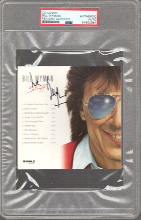 BILL WYMAN HAND SIGNED STUFF CD COVER ROLLING STONES LEGEND PSA SLABBED