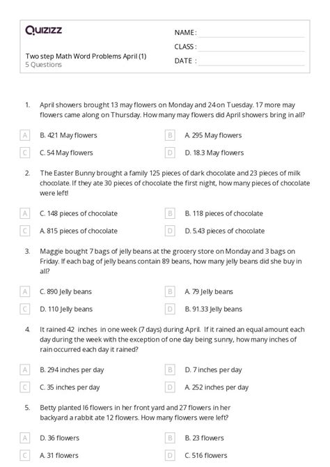 50 Math Word Problems Worksheets For 6th Grade On Quizizz Free And Printable