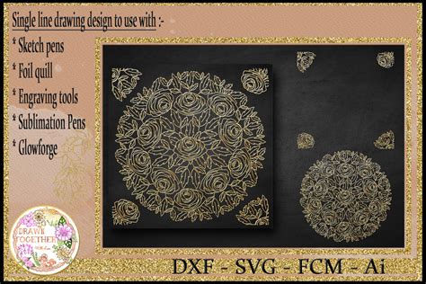 Foil Quill Single Line Sketch Mandala Roses So Fontsy