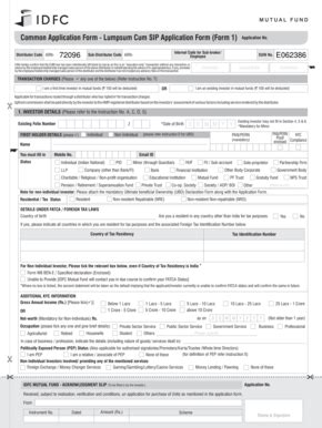 Fillable Online Common Application Form Lumpsum Cum SIP Application