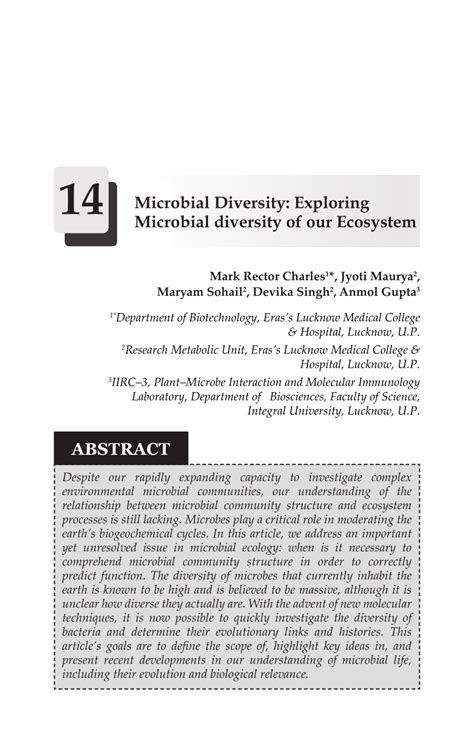 (PDF) Microbial Diversity: Exploring Microbial diversity of our Ecosystem