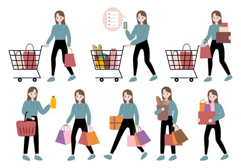 Woman Character Grocery Shopping Illustration 7735797 Vector Art At