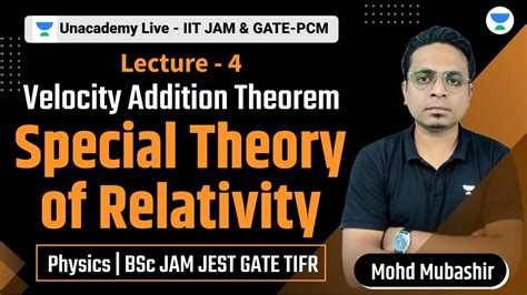 Velocity Addition Theorem Special Theory Of Relativity Lecture 4 Physics Bsc Jam Jest Gate