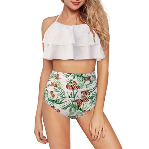 KLV Women Printing Bandage Bikini Set Brazilian Swimwear Beachwear Swimsuit Bikinis 2018 Mujer