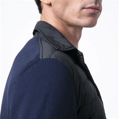 HERNO Blouson bleu marine bi matière