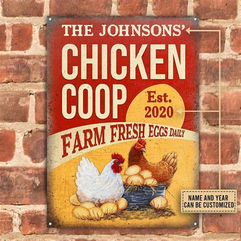 Personalized Chicken Coop Classic Metal Sign Vintage Chicken Etsy