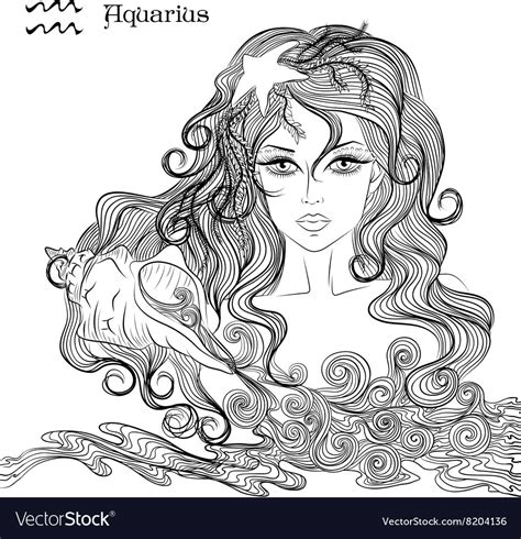 Astrological Sign Of Aquarius As A Beautiful Girl Vector Image