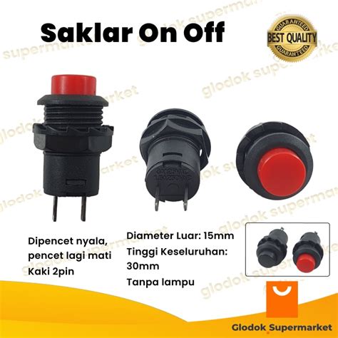 Jual Switch Push On Off Bulat Kecil Pin Saklar Pin Tombol Kaki