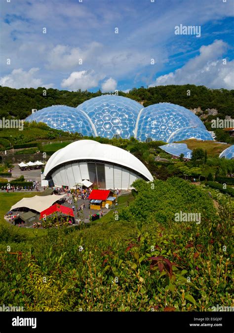 View Of The Geodesic Biome Domes At The Eden Project Near St Austell In Cornwall England Uk