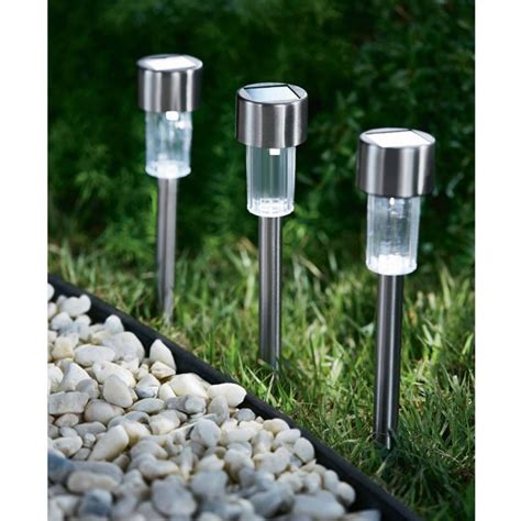 Mainstays 7 Piece Solar Powered Landscape Light Set Stainless Steel