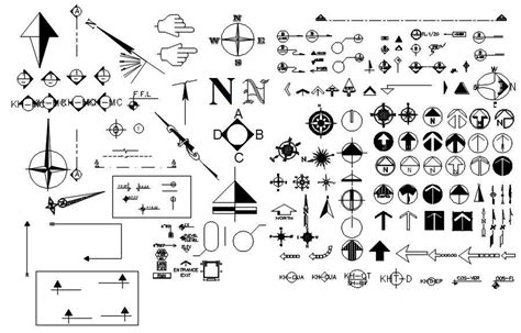 Different symbols and arrows design CAD blocks in AutoCAD 2D drawing ...