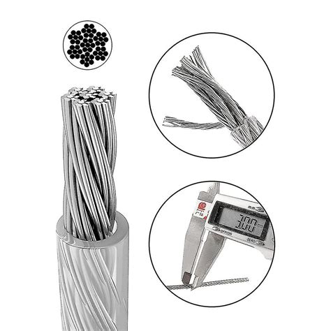 Sgym Cable Kit 20m 3mm Stainless Steel Wire Rope Pvc Coated For