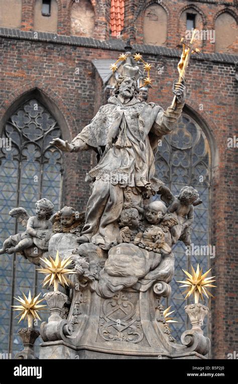 Statue Of Martyr And Saint John Of Nepomuk Outside Church Of The Holy