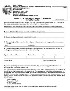 Fillable Online Commerce Alaska Application For Certificate Of